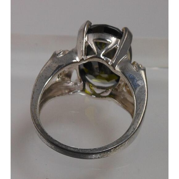 Vintage Sterling Silver Dark Green CZ Cocktail Ring NOS Statement Jewelry Size 8 - Picture 5 of 10